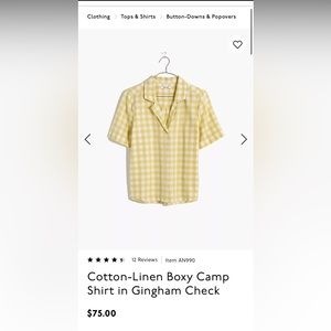 Madewell Checkered Cotton-Linen Boxy Camp Shirt